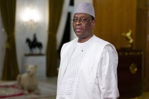 L’ex président sénégalais, Macky Sall, au Palais présidentiel, à Dakar, en février 2024. © Sylvain Cherkaoui / AP / SIPA