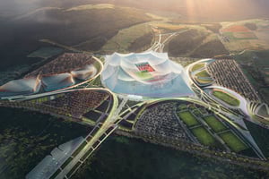 Le 20 mars, la construction du stade Hassan II a été adjugée à l’américain Populous et au franco marocain Oualalou+Choi. © Oualalou+Choi et Populous