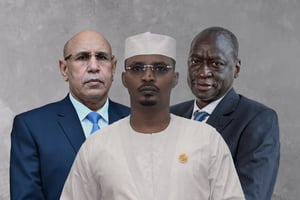 Le Président Mauritanien Mohamed Ould Ghazouani, le Président tchadien Mahamat Idriss Déby Itno ; Ousmane Diagana, vice président régional de la Banque Mondiale pour l’Afrique de l’Ouest et du Centre © MONTAGE JA : GABRIEL BOUYS/AFP ; Li He/Xinhua via AFP ; Christel JEANNE pour JA