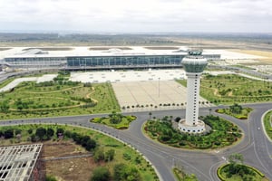 L’aéroport international Dr Antonio Agostinho Neto, à Luanda, le 21 octobre 2023, quelques jours avant son inauguration officielle par le président João Lourenco lors d’une cérémonie d’ouverture lançant les opérations de fret, le 20 novembre 2023. © LYU CHENGCHENG/Xinhua via AFP