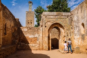 Le site de Chellah, au Maroc, nécropole mérinide du XIIIe siècle bâtie sur les ruines de l’ancienne cite romaine de Sala Colonia. © Duffour/Andia