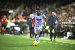 Le footballer Vinicius Júnior au stade de Mestalla, à Valence. © SOPA Images/SIPA