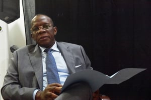 Ibrahima Kassory Fofana, alors Premier ministre, à Conakry en mars 2021. © Cellou Binani pour JA