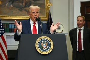 Le président américain Donald Trump s’exprime dans la salle Roosevelt de la Maison Blanche, le 21 janvier 2025, à Washington. © Jim WATSON / AFP