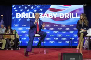 Donald Trump, alors candidat à la présidence, en campagne à Philadelphie, le 14 octobre 2024. © Alex Brandon/AP/SIPA