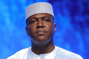 Abdoulaye Maïga, le Premier ministre malien, s’exprime lors de la COP27, le 8 novembre 2022 à Charm el Cheikh, en Égypte. © GALLUP / Getty Images via AFP