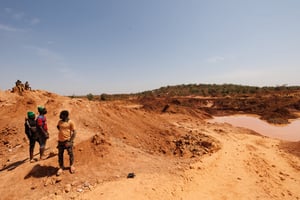 Sur la mine d’or artisanale de Danga, au Mali, le 31 janvier 2025. © OUSMANE MAKAVELI / AFP