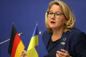 La ministre allemande du Développement, Svenja Schulze, à Kiev, le 12 décembre 2024. © Anatolii STEPANOV / AFP