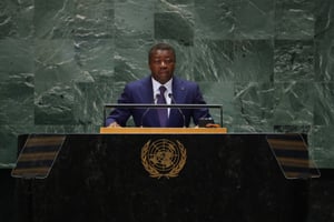 Le président du Togo, Faure Gnassingbé, à l’Assemblée générale des Nations unies, à New York, le 25 septembre 2024. © Charly Triballeau / AFP