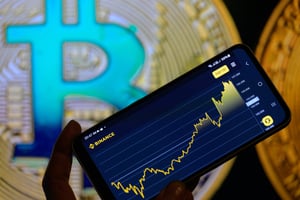 L’action Bitcoin USD atteint une valeur record à Bruxelles, le 21 janvier 2025. Photo d’illustration. © Jonathan Raa/NurPhoto via AFP