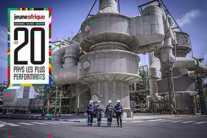 Le site d’OCP à Jorf Lasfar est le plus grand complexe intégré de production d’engrais phosphatés au monde. © Montage JA; HOC