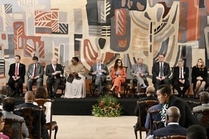 Le président brésilien, Luiz Inacio Lula da Silva (au c.), durant une réunion avec les ministres africains de l’Agriculture dans le cadre de la deuxième édition du dialogue Brésil Afrique, à Brasília, le 19 mai 2025. © Evaristo SA / AFP