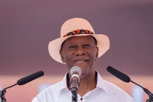 Le président ivoirien, Alassane Ouattara, durant son discours au congrès du RHDP, le 22 juin 2025.