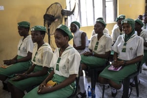 Des élèves, ici à la New Era Girls Senior Secondary School de Lagos, le 20 novembre 2025. © OLYMPIA DE MAISMONT / AFP