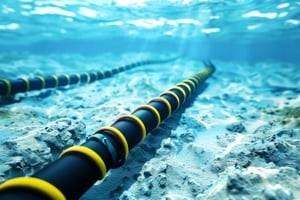 An underwater fibre cable.