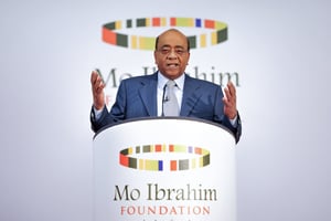 Sudan-born telecoms tycoon Mo Ibrahim, founder of the Mo Ibrahim Foundation, speaks at the launch of the 2013 Ibrahim Index of African Governance (IIAG) and the announcement of the 2013 Ibrahim Prize for achievement in African Leadership in London on October 14, 2013. The Ibrahim Prize for Achievement in African Leadership — the world's biggest individual prize — was not awarded for a fourth time in five years.The award goes to a democratically-elected African leader who demonstrated exceptional leadership, served their mandated term and left office in the last three years. CARL COURT / AFP