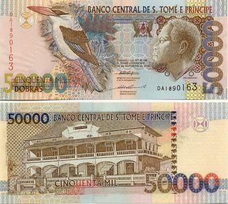 50 000 dobras, monnaie de Sao Tomé-et-Principe. &copy; Wikimedia Commons/Licence CC