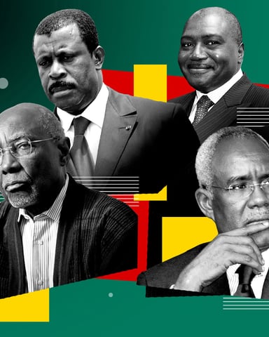 De g. à dr. : Titus Edzoa, Ephraïm Inoni, Jean-Marie Atangana Mebara, Marafa Hamidou Yaya et Edgar Alain Mebe Ngo’o.