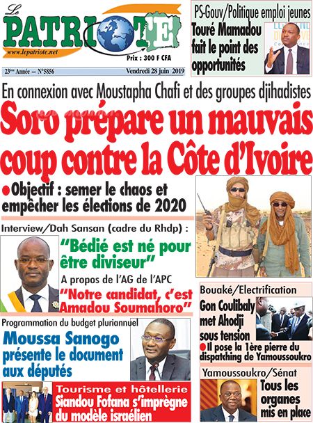 La Une du journal Le Patriote, d'Hamed Bakayoko. &copy; DR