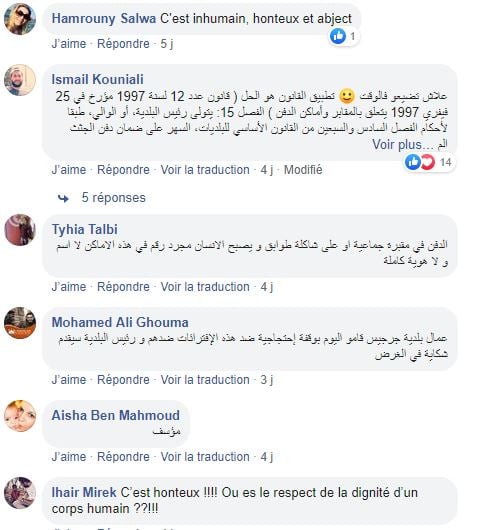 Capture d'écran des commentaires d'indignation sur les réseaux sociaux tunisiens. &copy; Facebook