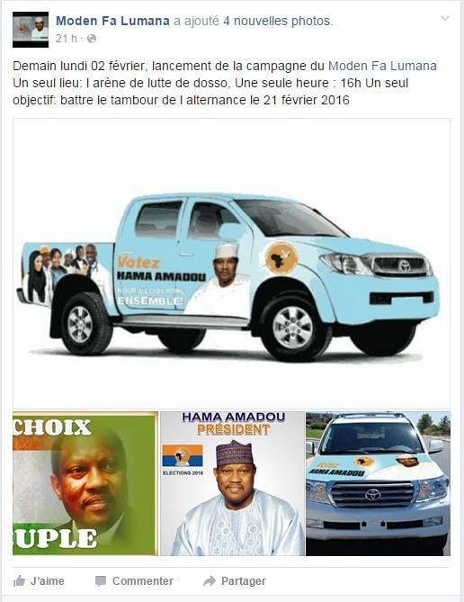 Lancement de campagne de Hama Amadou. &copy; Page Facebook du Moden Fa Mumana