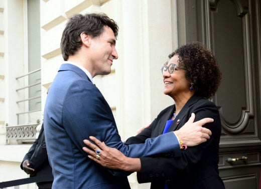 Le Premier ministre canadien Justin Trudeau et Michaëlle Jean, secrétaire générale de l'OIF &copy; Sean Kilpatrick/AP/SIPA