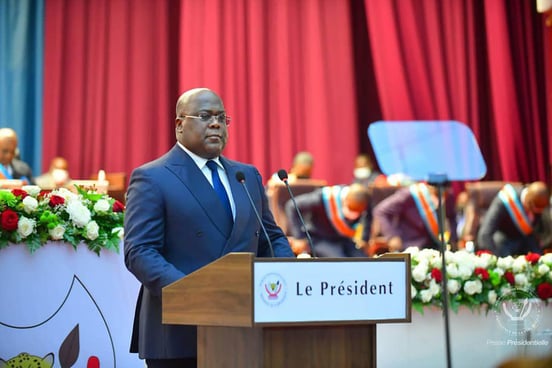 Le président de la RDC, Félix Tshisekedi, prononçant le discours sur l’état de la nation, le 11 décembre 2024. © Présidence de la République de RDC