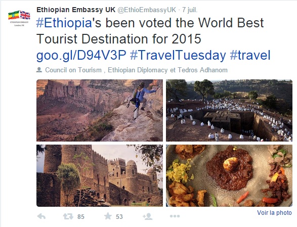 Capture d'écran &copy; Ethiopian Embassy UK/Twitter