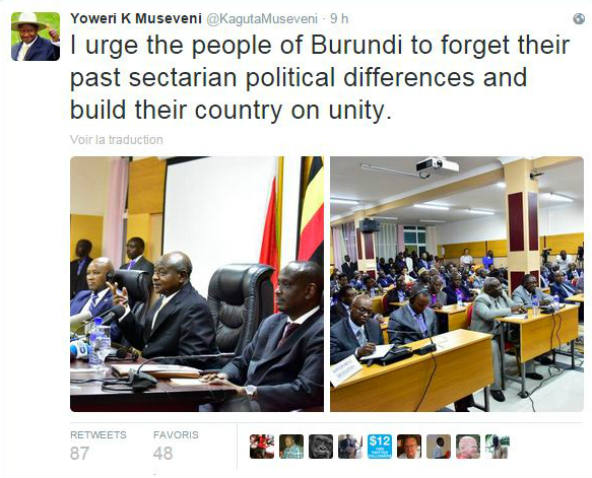 Capture d'écran &copy; Yoweri K Museveni/Twitter