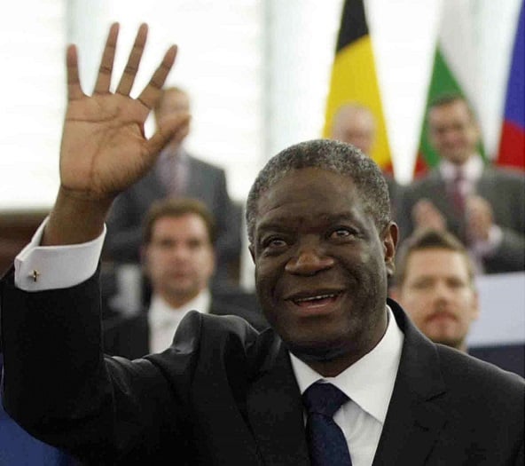 Denis Mukwege lors de la remise de son prix Sakharov, en 2014. &copy; Christian Lutz/AP/SIPA
