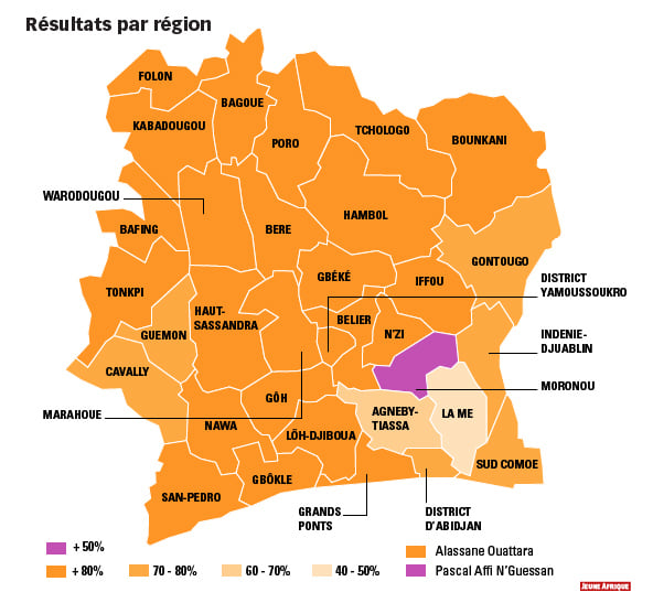 Les résultats de l'élection par région &copy; J.A.