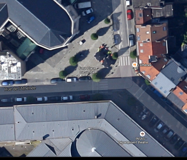 La future place Lumumba à Ixelles, commune de Bruxelles. &copy; Google Earth/ Capture J.A.