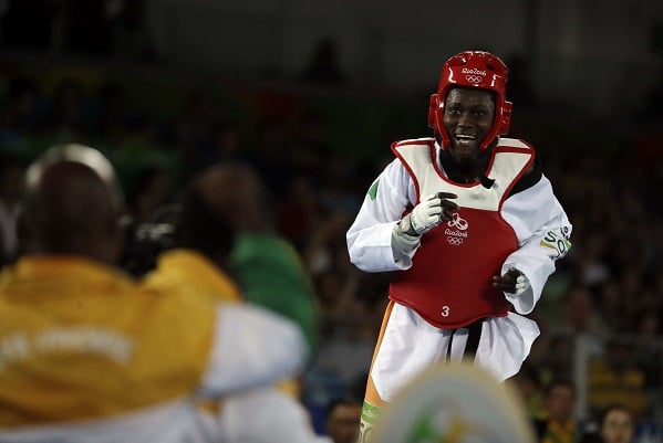 Ruth Marie Christelle Gbagbi réalise qu'elle vient de gagner la médaille de bronze aux JO de Rio 2016. &copy; Andrew Medichini/AP/SIPA