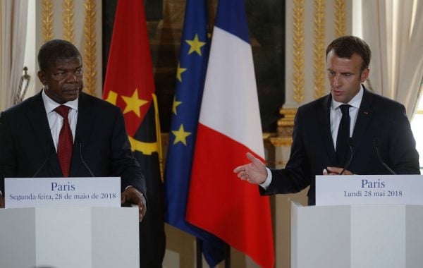 Le président angolais, João Lourenço, et son homologue français, Emmanuel Macron, le 28 mai 2018 à Paris &copy; Philippe Wojazer/AP/SIPA