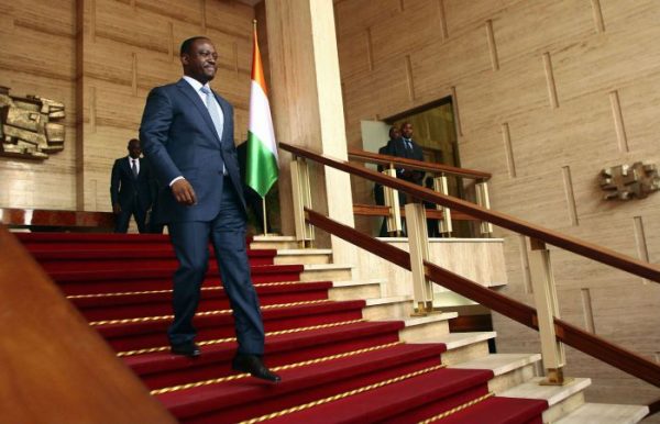 Guillaume Soro, l'ancien président de l'Assemblée nationale ivoirienne, au palais présidentiel à Abidjan, en mars 2012. &copy; Emanuel Ekra/AP/SIPA