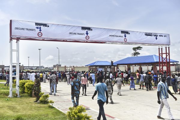 Le poste-frontière de Sèmè-Kraké, entre le Bénin et le Nigeria, le jour de son inauguration, le 23 octobre 2018. &copy; PIUS UTOMI EKPEI / AFP