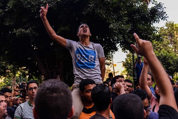 Des Égyptiens manifestent contre le président Sissi le 25 avril 2016. &copy; Mostafa Darwish / AP / Sipa
