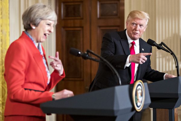 Vive le Brexit	! Conférence de presse de Donald Trumpet Theresa May, à la Maison-Blanche, le 27 janvier 2017. &copy; Andrew Harrer/Bloomberg via Getty Images
