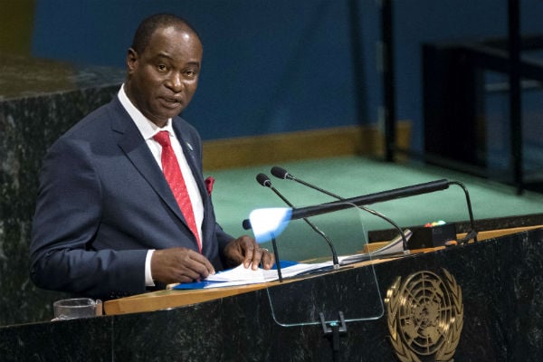 Samura Kamara, ministre sierra-léonais des Affaires étrangères et candidat à la présidentielle, le 22 septembre 2017 à l'ONU. &copy; Craig Ruttle/AP/SIPA