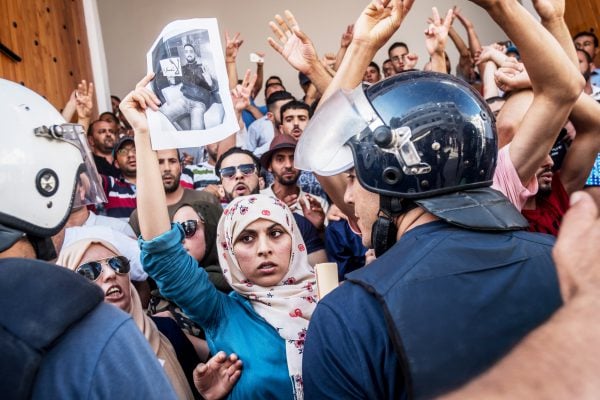 Des militants du Hirak manifestant dans les rues d’Al Hoceima, le 20 juillet. &copy; guillaume pinon/NurPhoto/afp