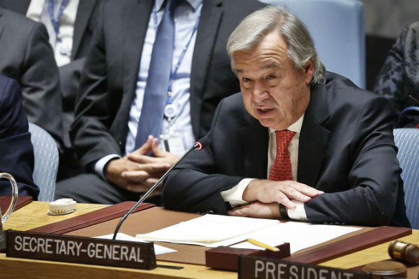 Le secrétaire général des Nations unies Antonio Guterres à New York le 28 septembre 2017. &copy; Bebeto Matthews/AP/SIPA