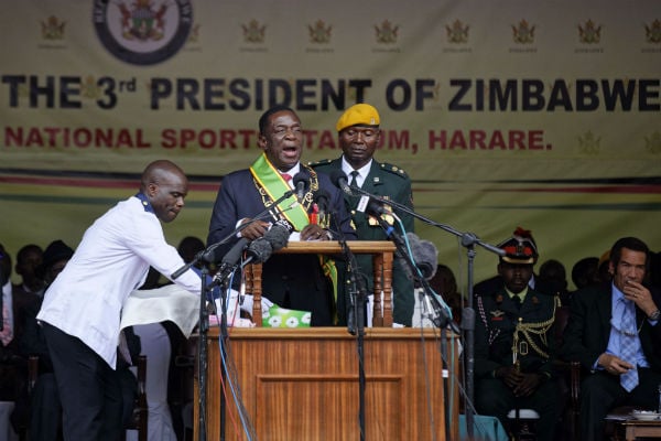 Premier discours d'Emmerson Mnangagwa en tant que président du Zimbabwe. &copy; Ben Curtis/AP/SIPA