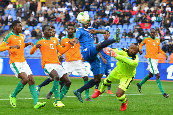 Lors du match Côte d'Ivoire - Namibie, au Maroc, lors de l'ouverture du CHAN-2018. &copy; DR / CAF