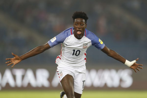 Timothy Weah est aussi un footballeur. Il évolue au PSG. Ici sous le maillot de l'équipe nationale Américaine des U17, &copy; Tsering Topgyal/AP/SIPA