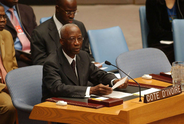 Le Premier ministre ivoirien, Seydou Diarra, s'adresse au Conseil de sécurité au siège de l'ONU, le 25 juillet 2003 &copy; Gregory Bull/AP/SIPA