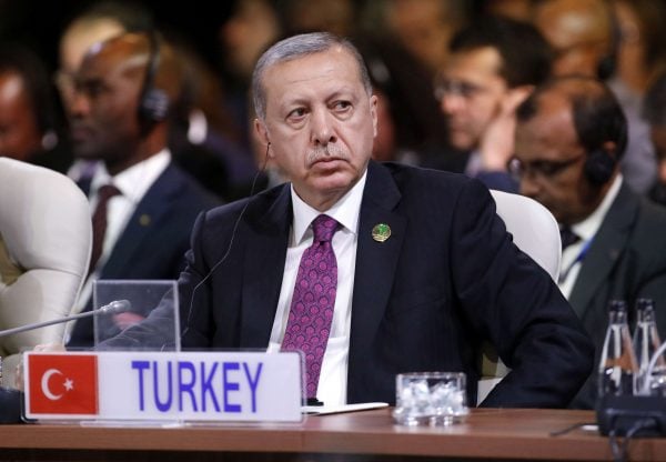 Le président turc Recep Tayyip Erdogan au dernier jour du sommet des BRICS à Johannesburg, en Afrique du Sud, le vendredi 27 juillet 2018. &copy; Mike Hutchings/AP/SIPA