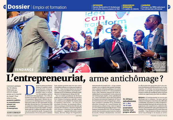 Dossier sur l'entrepreneuriat dans les pages éco de JA 2885-2886 &copy; Jeune Afrique