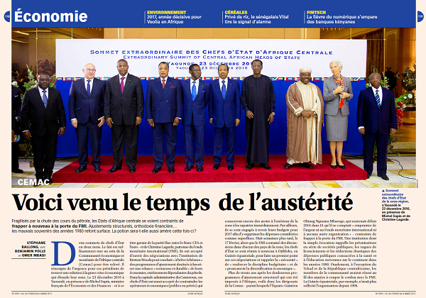 Ouverture des pages économiques du numéro 2929 de Jeune Afrique. &copy; Jeune Afrique