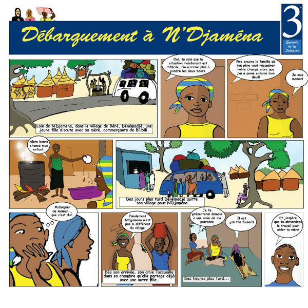 "Débarquement à N’Djamena" raconte les aventures de trois jeunes filles étrangères installées au Tchad. &copy; association.positive.520