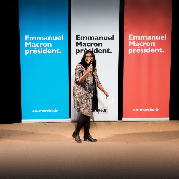 Laetitia Avia s’exprimant à l’occasion de la Journée internationale des femmes, le 8 mai, à Paris. &copy; Christophe Morin/IP3 PRESS/MAXPPP